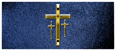 DNSEMP-L-517-GD-SH-BL Gold 3 Crosses Shimmer Blue